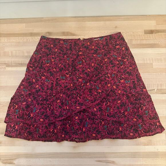 Sézane Jupe Carolina Skirt – Floral Print Bordeaux – Size 36 (US 4 / UK 8) – NWT - Picture 1 of 7
